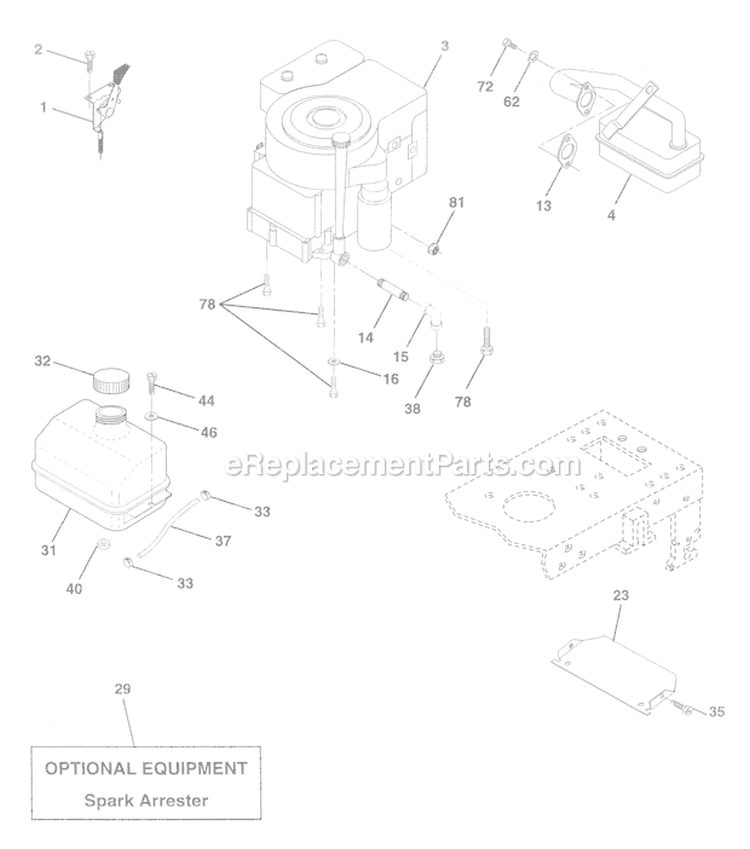 Page E Diagram and Parts List for WE12538D  Weed Eater Lawn Tractor